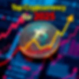 A sleek digital coin representing a promising cryptocurrency, surrounded by financial charts and upward trends, symbolizing investment growth.