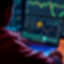 A person looking at a laptop screen displaying a blockchain transaction tracker, analyzing Bitcoin deposits from large wallets.