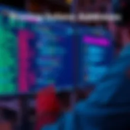 A person analyzing blockchain data on a computer screen, focusing on Solana addresses and transactions