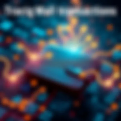 A visual of a digital wallet with arrows representing incoming and outgoing fund flows, along with data points showing transaction sources.