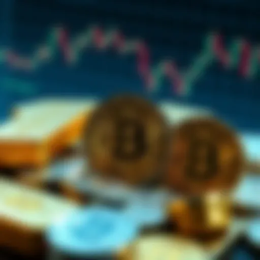 A graphic showing gold bars, silver coins, and Bitcoin logos, illustrating easy trading on the Bitmart platform.