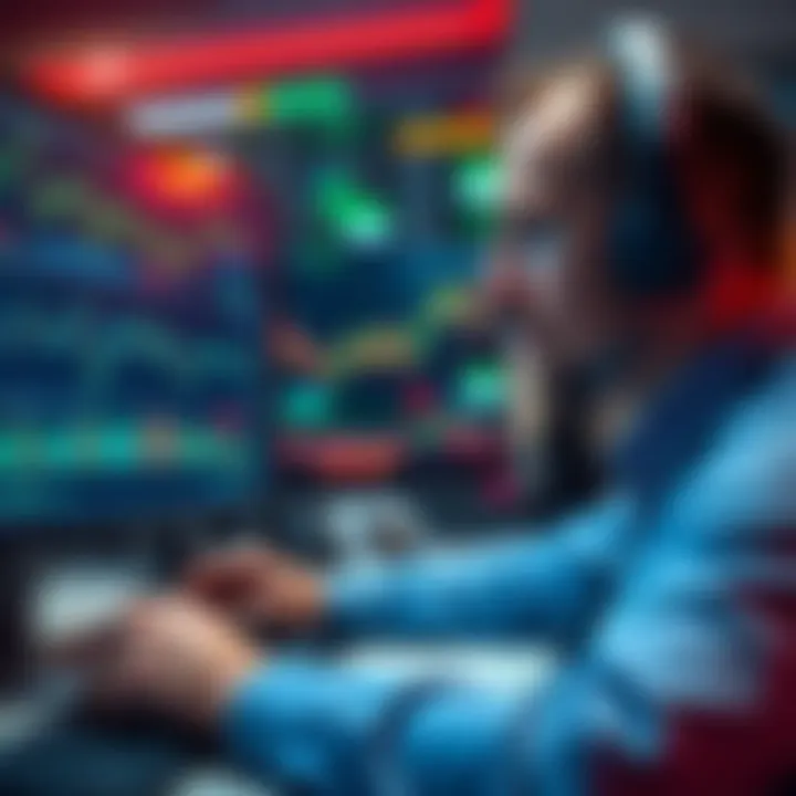 An experienced stock trader looking at graphs and charts of Bitcoin Cash, Solana, and other cryptocurrencies on a computer screen.