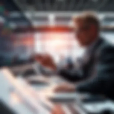 A trader reviewing charts and graphs to assess recent gains and skills