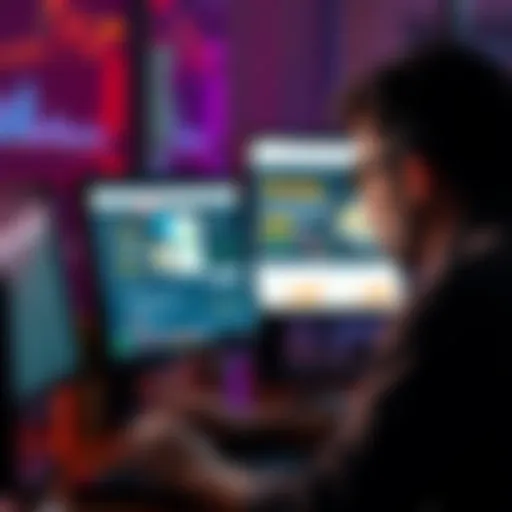 Trader loses money to fake ad A distressed trader looks at his computer screen showing a fake Uniswap ad, reflecting on his financial loss.