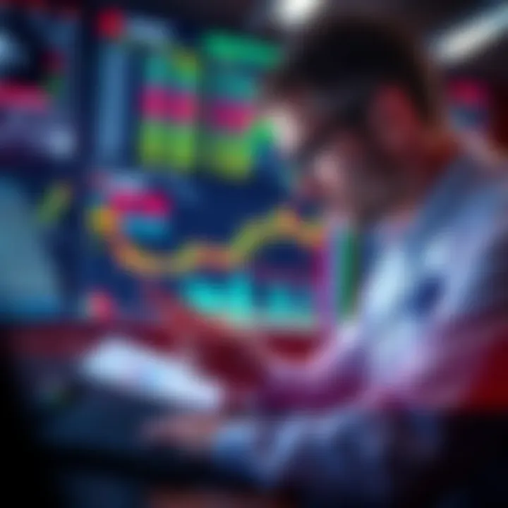 A trader analyzing charts and graphs representing leverage changes