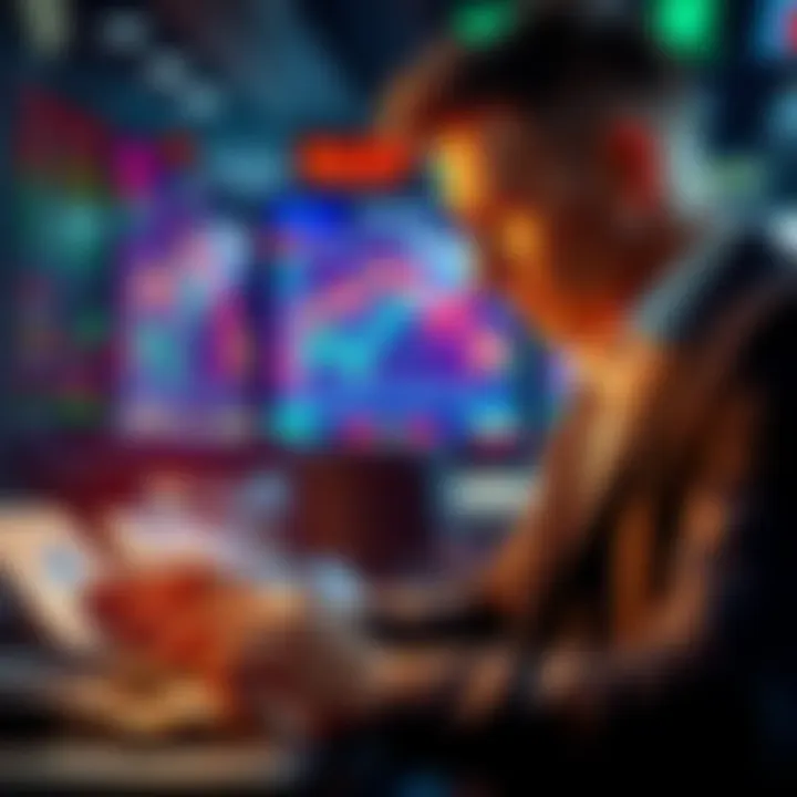 A trader looks at charts and coins, pondering the role of luck in trading success