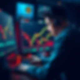 A trader examining altcoin charts on a computer screen, symbolizing a shift towards cryptocurrency investments over AI stocks.