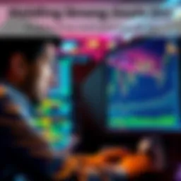 A trader looking at a computer screen displaying Bitcoin price charts, showing a downward trend, with a concerned expression on their face.