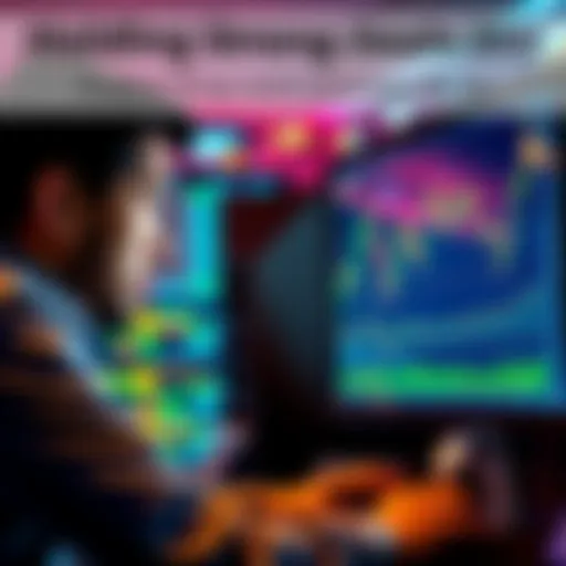 A trader looking at a computer screen displaying Bitcoin price charts, showing a downward trend, with a concerned expression on their face.