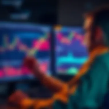 A trader looking at financial charts on a computer screen, contemplating when to stop losing in trading.