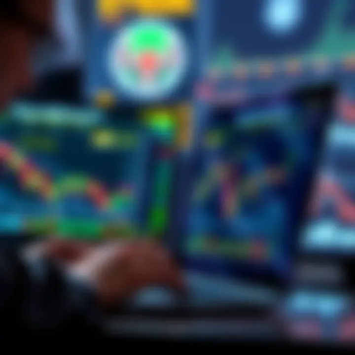 A trader studying cryptocurrency charts on a laptop, showcasing market trends and data analysis.