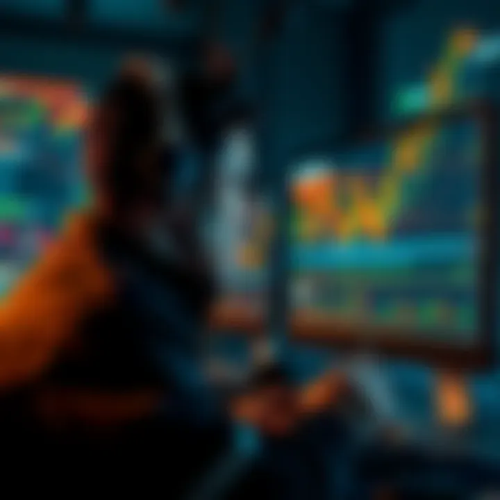A trader looks at a screen displaying cryptocurrency charts and news articles, contemplating market fluctuations influenced by current events.