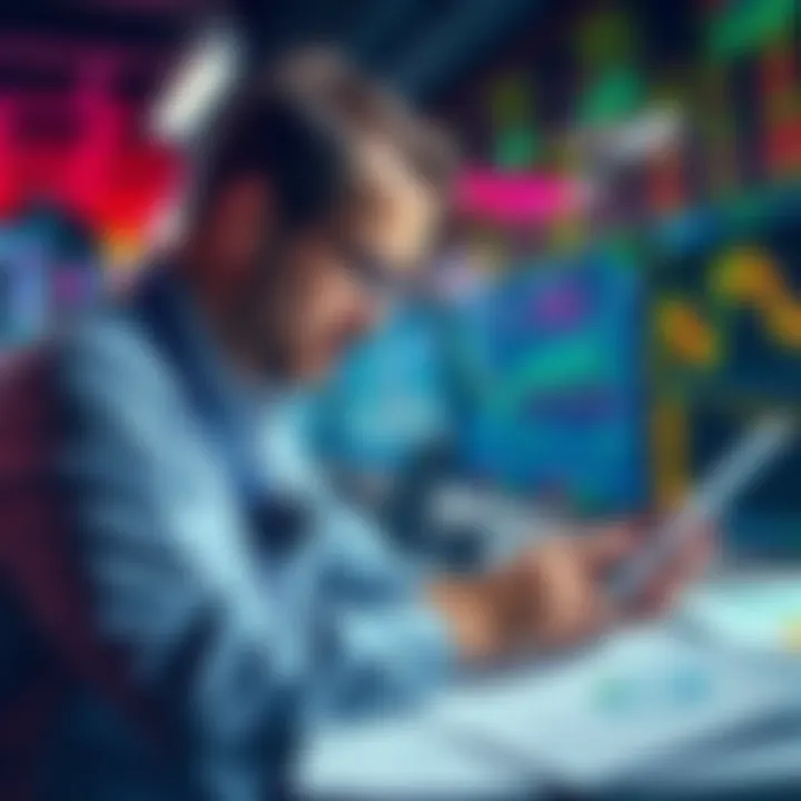 A trader looking at charts and financial documents to find capital for trading