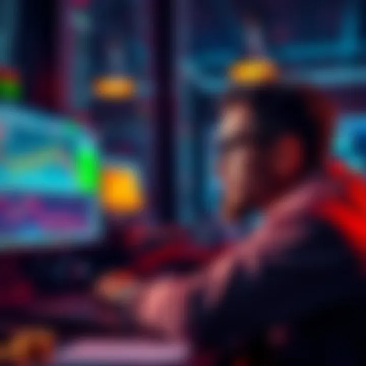 A trader analyzing past Bitcoin buy orders and market trends on a computer screen
