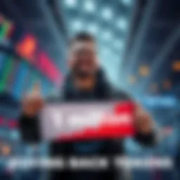 Trader Celebrates Buying Back Tokens A trader smiling, holding a sign showing 1 million tokens with a graph indicating profits up