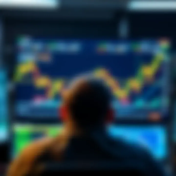 A trader stares at a computer screen showing a steep decline in cryptocurrency prices, illustrating the impact of a single trading error.