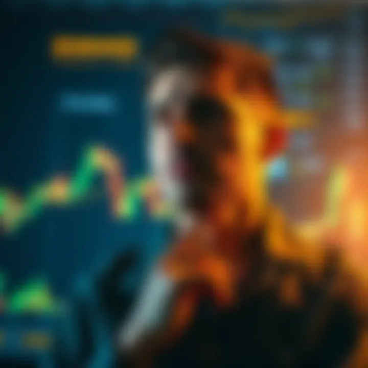 A trader contemplating sharing their Binance liquidation experience, with a backdrop of cryptocurrency charts and a thoughtful expression