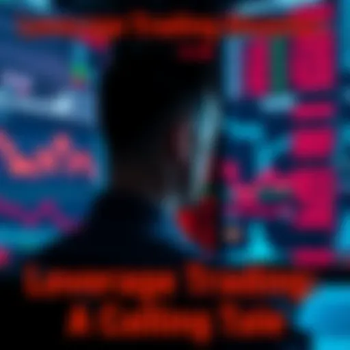A worried trader stares at a screen showing declining graphs and red numbers, reflecting financial stress from leverage trading losses.