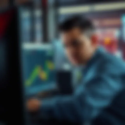 A frustrated trader looking at their computer screen with a stop limit sell order showing as open, despite the asset price dropping.