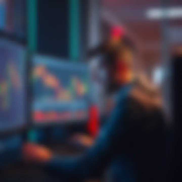 A worried trader looking at their computer screen showing a loss in their trading account with Vantage.