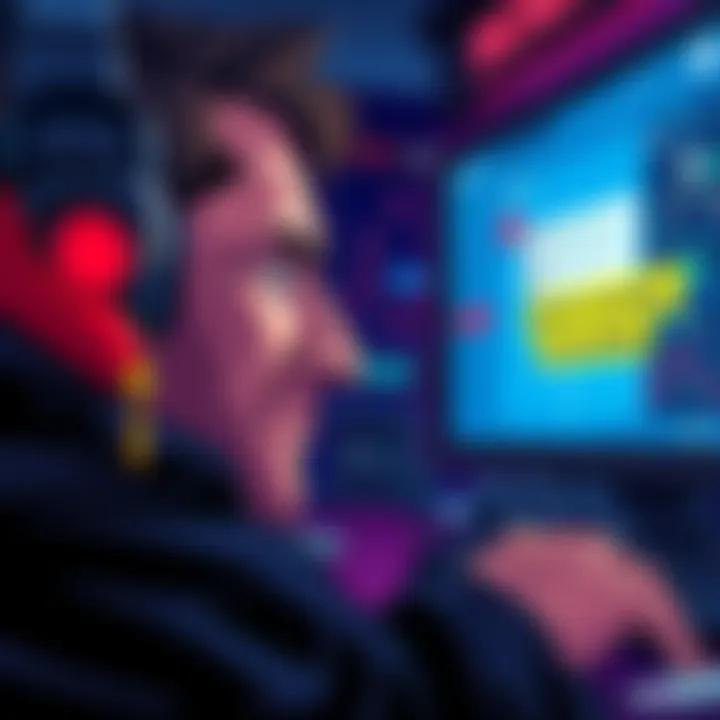 Illustration of a trader looking distressed while monitoring a Telegram chat with a bot, showing a significant loss of cryptocurrency.