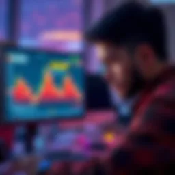 A trader looks worried while monitoring a screen showing a significant drop in SAHARAUSDT value, indicating a forced closure of their position.