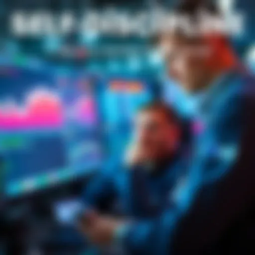 A trader calmly analyzing charts and making decisions, representing self-discipline in trading.