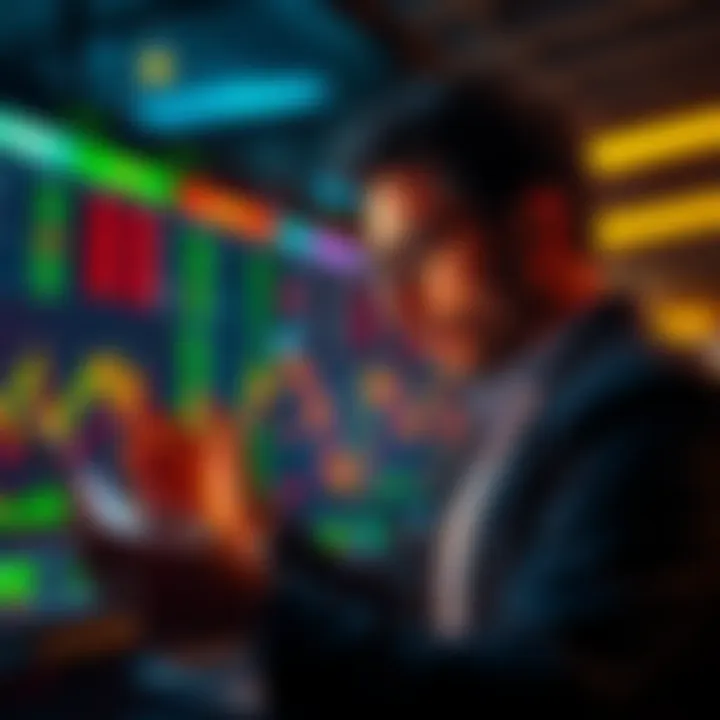 An expert trader examining stock charts with a focused look, representing the concept of shorting the market and its potential impact on future bull runs.