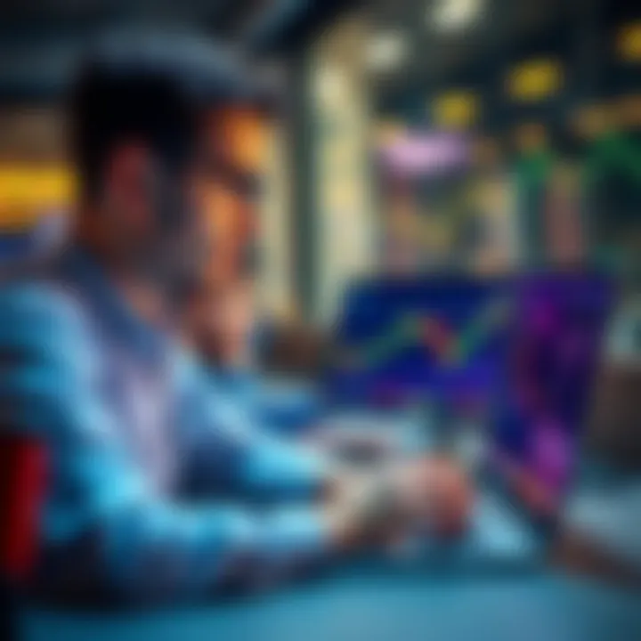 A trader looking at different trading platforms on a laptop, considering options after a security exploit