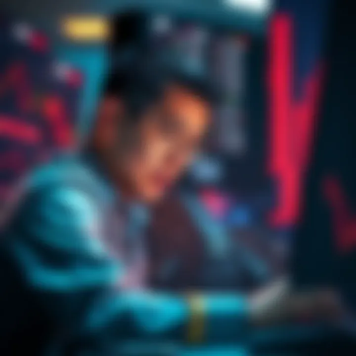 A trader looking concerned as they sell XRP cryptocurrency on a computer, reflecting on financial decisions during a job change.