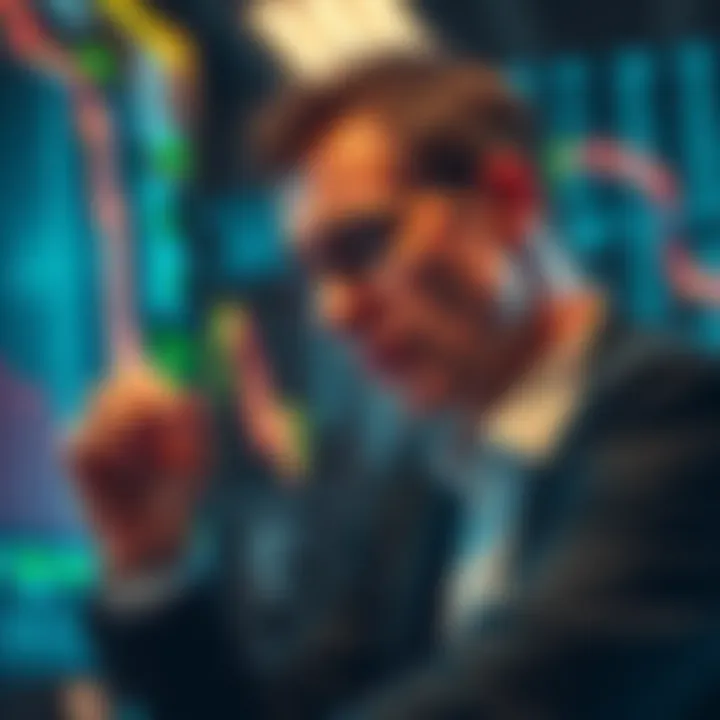 A worried trader looking at stock charts while contemplating selling a portion of their holdings to minimize losses