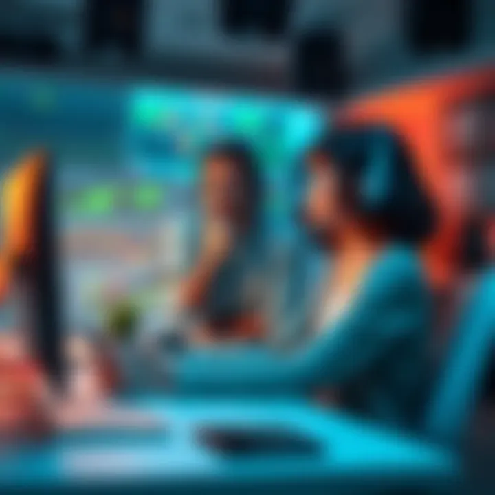 A trader sits at his desk, shocked as his girlfriend playfully interrupts his cryptocurrency trading session, highlighting their fun relationship.