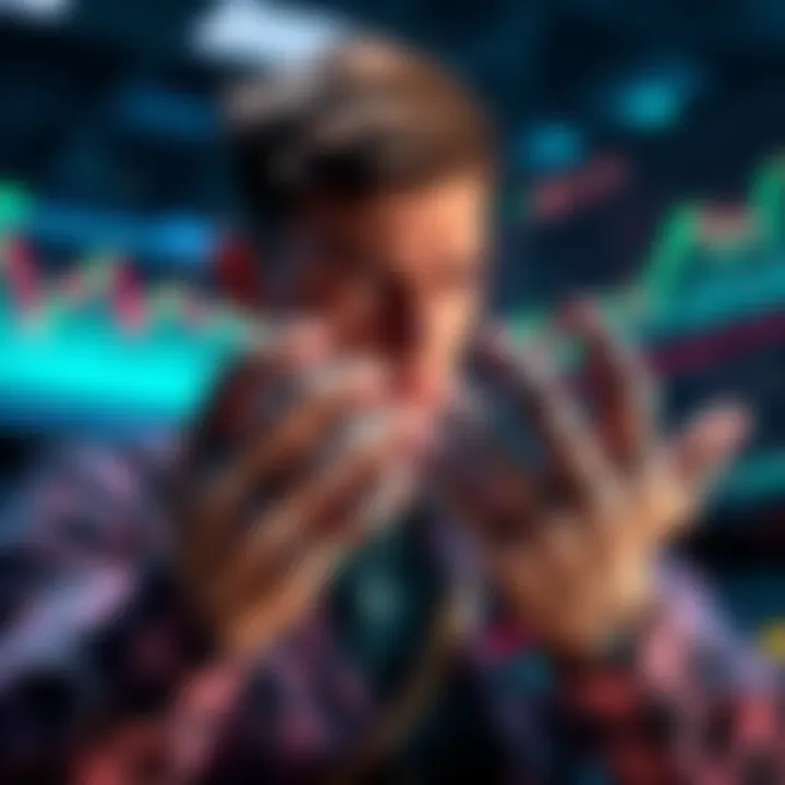 A focused trader staring at charts, symbolizing strong conviction amidst market volatility.