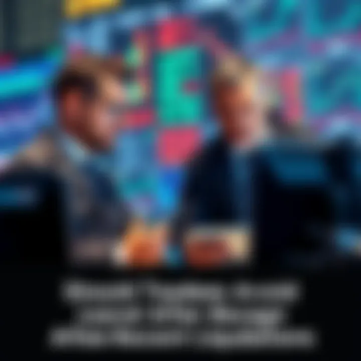 Traders looking at charts and graphs on computers, reflecting concern over recent liquidations in the market.