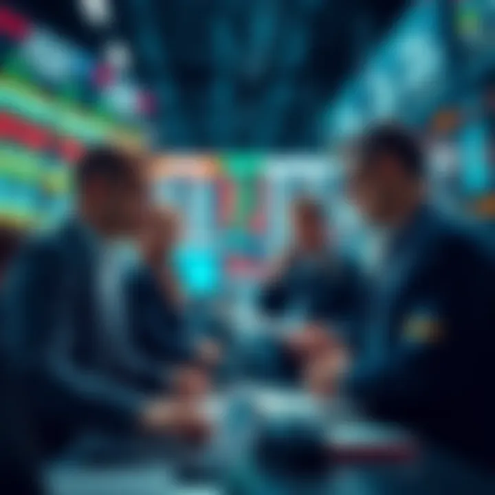 A group of traders exchanging ideas and insights about current events and trading strategies