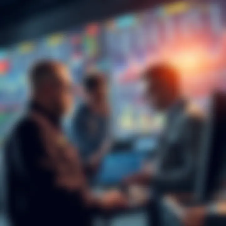 Group of traders studying charts and discussing strategies for successful trading