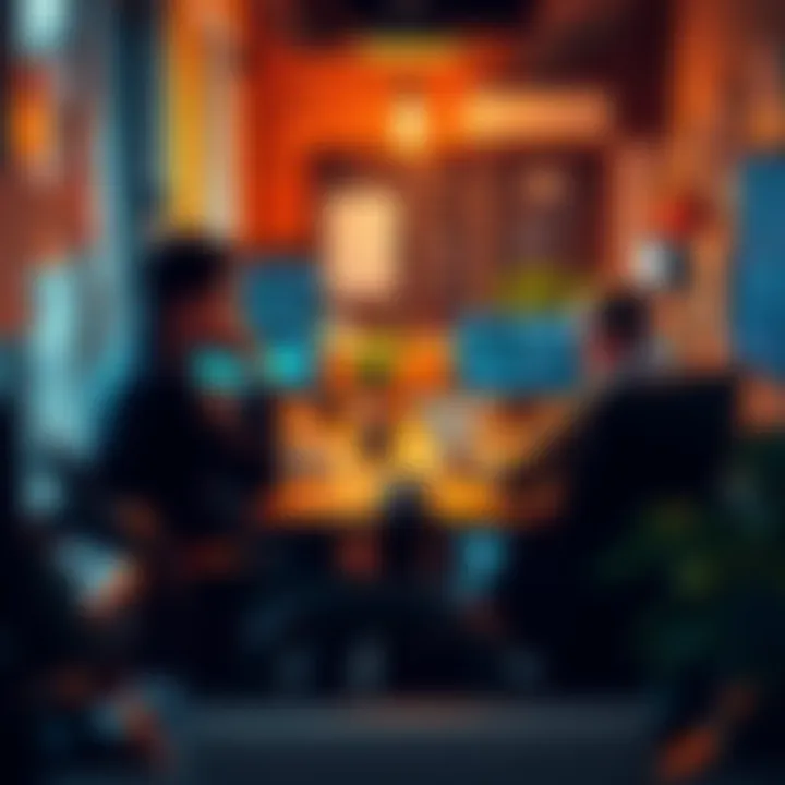 A group of traders preparing for the day with coffee, laptops, and charts in a cozy workspace, highlighting their morning routine.