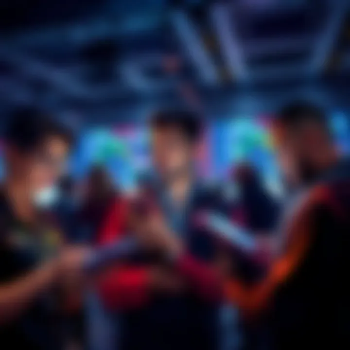 Traders Switching Exchanges A group of traders looking at different trading platforms on their devices, showing a shift from traditional exchanges to newer options like BitMart.