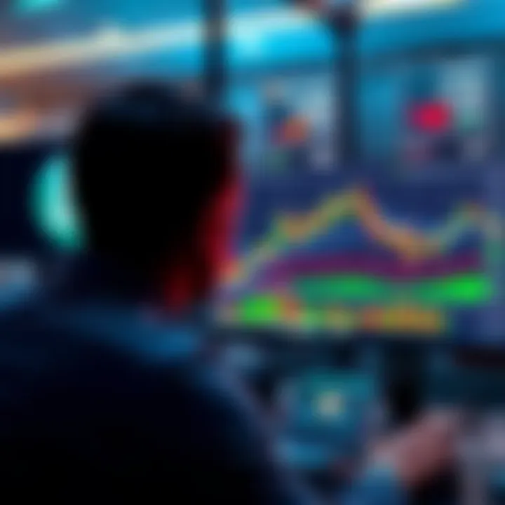 A person looking at a computer screen displaying BSV trading charts and the Uphold platform interface