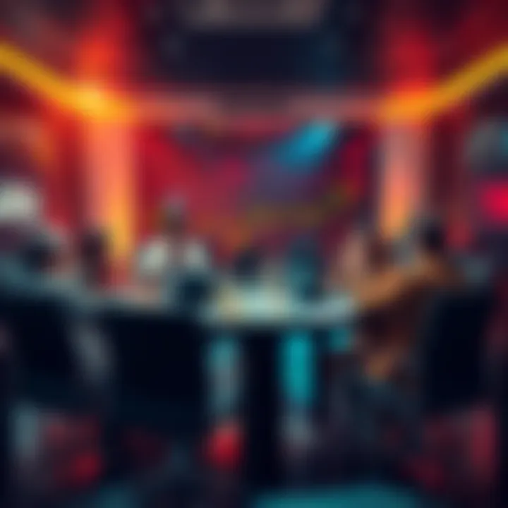 A group of people engaging in a lively discussion about trading strategies at a round table.