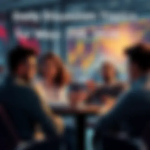 Group of people engaging in a discussion about trading ideas and market analysis