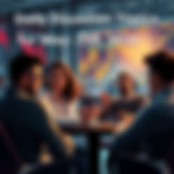 Group of people engaging in a discussion about trading ideas and market analysis