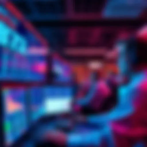 Traders analyzing market data on multiple screens during a volume surge