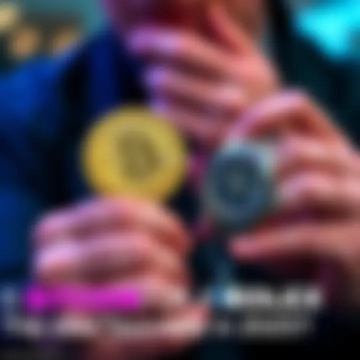 Trading Bitcoin for a Rolex A person holding a Bitcoin in one hand and a Rolex watch in the other, contemplating the trade