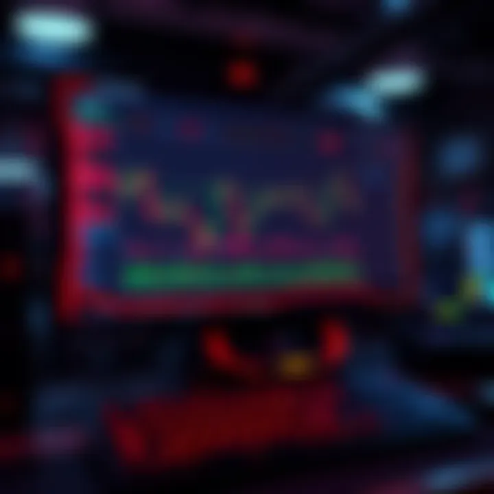 Trading Bot Interface A computer screen displaying a trading bot interface with charts and analytics