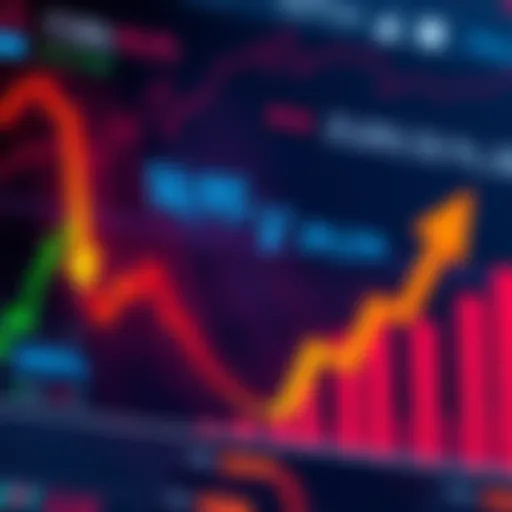 Trading Chart with Falling and Rising Arrows A trading chart showing arrows indicating a sharp decline and a slower rise in asset values, representing the trading phenomenon.