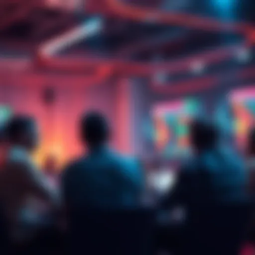 A group of people discussing trading ideas and strategies in a lively forum setting