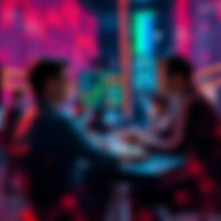 People engaging in a discussion about trading strategies and market events