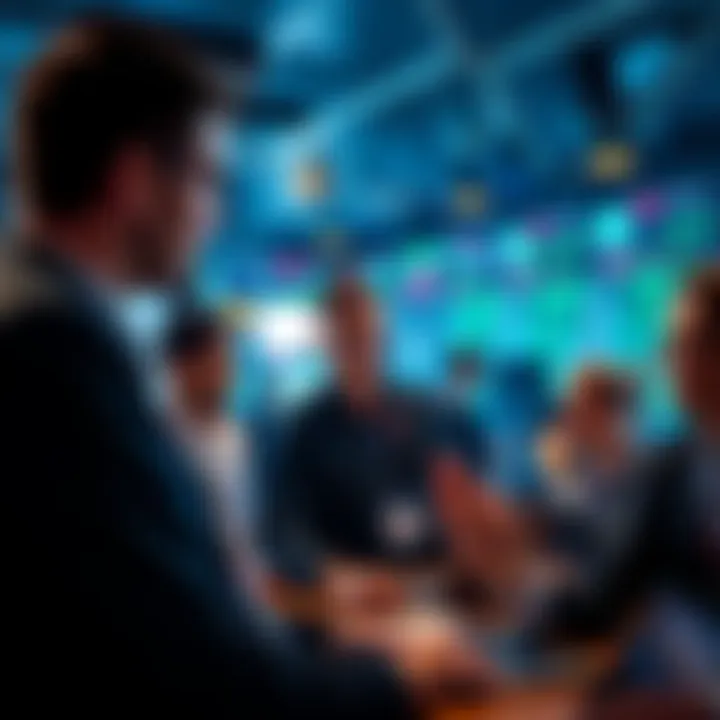 A group of traders sharing insights and strategies during a lively discussion on trading techniques.