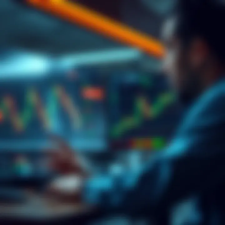 A trader analyzing charts to identify retests in the market, with indicators highlighting key levels of support and resistance.